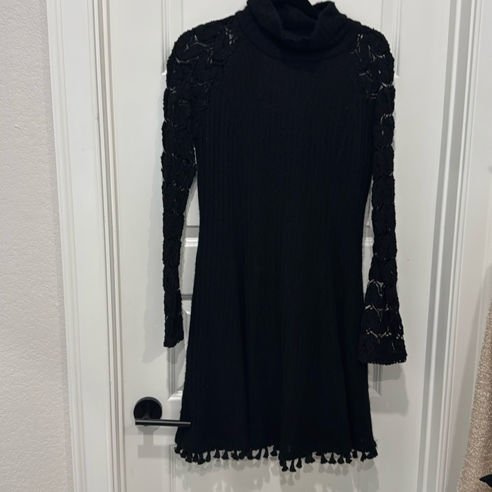 Altar’d State. Black sweater dress. Lace Long sleeves. Very nice. Medium